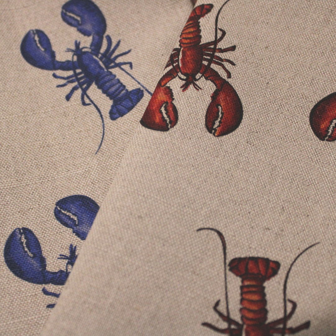 Set of 2 Tea Towels - Cooked and Uncooked Lobster